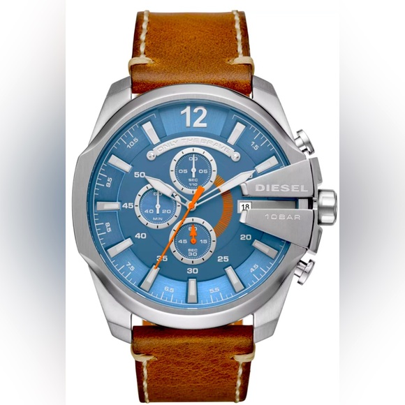 Diesel Mega Chief Chronograph Brown Leather Watch 51mm